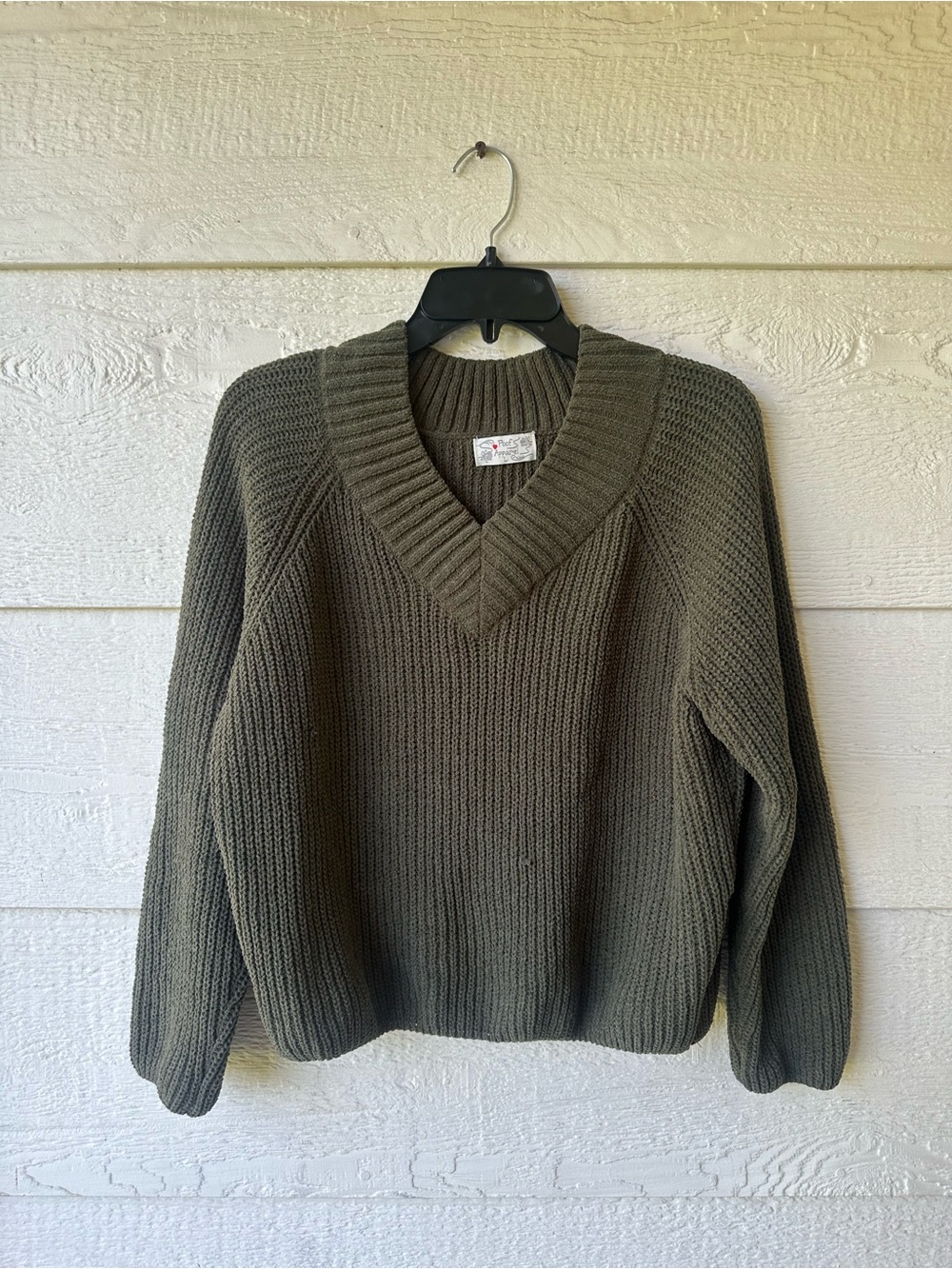 Olive green V Neck knit sweater